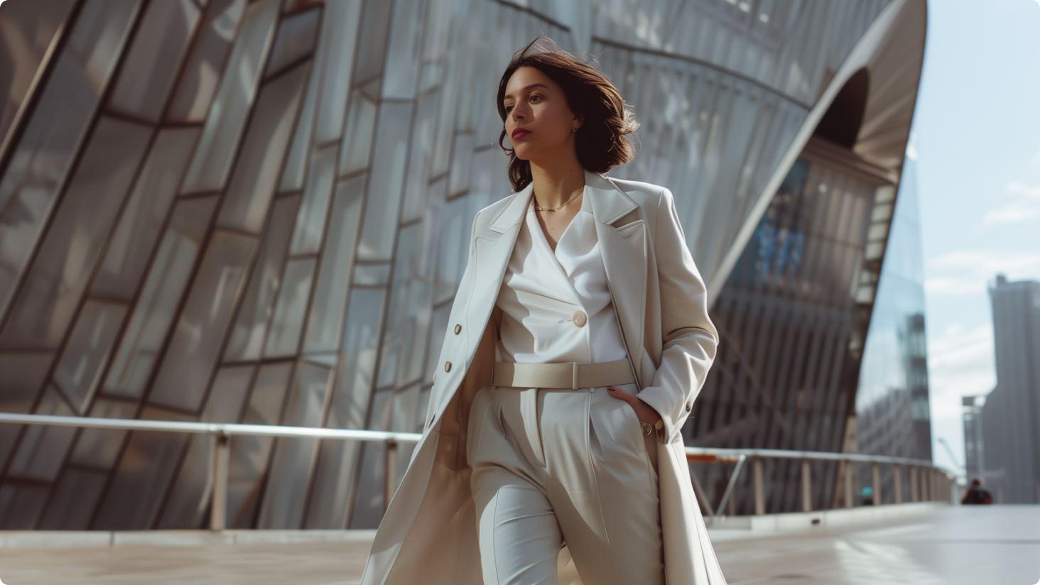 Imagem comporativa de uma mulher de negócios